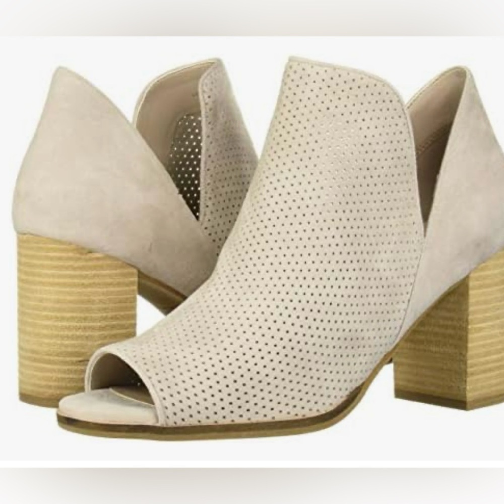 New Cole Haan Shiloh Suede Open Toe Bootie Block Heel Size 6.5